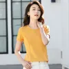 Women's T Shirts Women Cotton T-shirt Summer Fashion Bright Line Decoration O-Neck Short Sleeve Tees Tops Casual Simplicity Basic