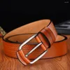 Ceintures en cuir véritable ceinture Double face hommes Laser luxe sangle mâle mode rétro boucle ardillon de haute qualité