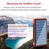 Painel Solar Powerbank 20000mAh com Lanterna Carregador Portátil 4 USB Tipo C Poverbank Para iPad iPhone Samsung Xiaomi Power Bank L230712