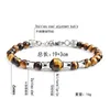 Moda bransoletki z koralików z kamienia naturalnego tygrysie oko bransoletka z koralików regulowana bransoletka ze stali nierdzewnej męska biżuteria pulsera hombre L230704