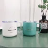 Tassen für zu Hause Edelstahl Kaffeetasse mit Deckel Griff Bier Tee Saft Gurgeln Wasser Tasse Haushalt Büro Verwendung Trinkwerkzeuge R230712