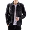 Jaquetas masculinas Jaqueta de brim coreana slim fashion preto bonito jovem casaco de trabalho