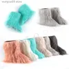 Boots Winter Warm WomenFur Boots Woman Fluffy Plush Faux Fur Snow Boots Female Furry Outside Slip On Boots Lady Soft Flat Cotton Shoes T230712