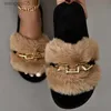 Slippers Fashion Chain Design Women Home Slippers Solid Color Open Toe Indoor 2022 Winter Flat Non-slip Leisure Interior Female Shoes T230712