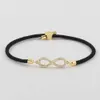 2023 nuevo Hot Pave Zirconia Infinite Sign Bowknot pulsera mujer ajustable colorido cuerda encanto pulsera para mujer joyería regalo L230704