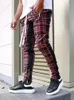 Men's Pants High Quality Men's Korean Version Checked Fashion Patchwork Color Matching Small Legs Trouser Slim Casual Sports Pencil Pants J230712