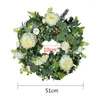 Decorative Flowers Spring Door Wreaths Artificial Peony Flower Wreath With Green Branches Round Summer Hanger For Wedding Party