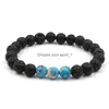 Bracelets à breloques 4 couleurs Bracelet turquoise en pierre de lave noire naturelle Vaolcano Aromathérapie Diffuseur d'huiles essentielles Drop Delivery Jewelr Dhl3P