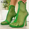 Laarzen Kcenid Lente Zomer Nieuwe Sexy Mesh Enkellaarsjes Vrouwen Vierkante Neus Stiletto Hakken Mode Zip Dames Party Schoenen groen Maat 35-41 L230712