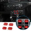 4pc Car Window Control Switch Button Cover Trim Window Lift Switch Adjust Button Cap Red Car Decor for Jeep Wrangler JL JT 2018+