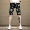 Heren Jeans Zomer Geborduurde Heren Zwarte Denim Shorts Slim Fit Stretch Rechte Mid Taille Broek Gedrukt Camouflage Stijl Puur Katoen 3D 2024