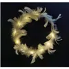 Chapéus de festa led branco cabeça de pena guirlanda faixa de cabelo para mulheres crianças anjo galinha noite vestido extravagante faixa de cabeça com bateria substituível drop dhg0t