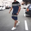 Tute da uomo Set Estate Tempo libero Sport Stampa 3D Pantaloncini a maniche corte Due pezzi Abbigliamento casual Comodo e assorbente dal sudore