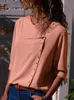 Damesblouses Shirts Damestops en -blouses 2023 Mode lange mouw scheve kraag chiffon blouse Casual tops Grote maten Elegent werkkleding Shirt XXXL L230712