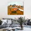 Canvas Art Impressionist Farm House in Provence Vincent Van Gogh Landscape Painting Handmade Romantic Decor for Kitchen