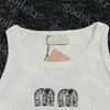 Designer-weiße Tanktops mit Buchstaben und Perlen-T-Shirt für Damen, gestrickte Unterhemden, Damenbekleidung in Originalqualität