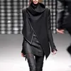 Women's Wool Blends Yeezzi Female Asymmetric Coats Autumn Winter Fashion High-Neck Long Sleeves Solid Color Split-Joint Coat For Women 2022 New HKD230712
