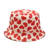 Wide Brim Hats Bucket Foldable Hat Women Fashion Heart Pattern Printing Sun For Summer Panama Outdoor Casual Reversible Fisherman Cap Male 230712