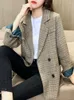 Frauen Anzüge Plaid Blazer Mantel Elegante Weibliche Sommer Business Casual Lose Jacke Tops Damen Mode Koreanische Mantel Kleidung