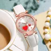 Wristwatches Women Watches Love Peach Heart Ladies Watch Nubuck Leather Strap For Relogio Feminino Clock