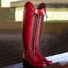 Сапоги Women Retro коленные сапоги High-Up Высококачественная платформа PU Riding Boots Женская Zip низкая квадратная каблука плюс плюс плюсы Ladies L230712