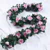 装飾花造花ローズシミュレーションリース籐ファミリーパーティー屋外結婚式の装飾用品 4 個