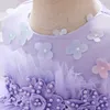 Robes de fille d'été fleur blanc mariage bébé filles robes enfant en bas âge né baptême 1er anniversaire arc dentelle princesse robe fête enfant vêtements 230712