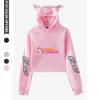 Dames Hoodies Sweatshirts Charli D'Amelio Crop Hoodie Dames Sexy Charli Damelio Merch Pullover IJskoffie Splash Cat Ears Hoodie Kort Sweatshirt Z230712