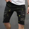 Männer Jeans Männer Sommer Streetwear Slim Fit Ripped Denim Shorts Stilvolle Löcher Feste Beiläufige Gerade Fivepoint Hosen 230711