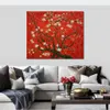 Famous Paintings by Vincent Van Gogh Branches Almond Tree in Blossom in Red Impressionist Hand Painted Oil Artwork Home Decor