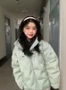 여자 트렌치 코트 겨울 여성 녹색면 재킷 두꺼운 따뜻한 단순한 단단한 한국 폭격기 유니렉스 캐주얼 코트 스트리트웨어 커플 파카 스 2023