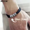 Chaîne PolishedPlus Bracelet Personnalisé Acier Cuir Tresse Hommes Lettre Personnalisée Nom Perlé Personnalisé Papa Anniversaire Cadeau 230711