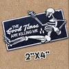 The Good Times Are Killing Me Sewing Notions 100% Embroidered Iron On Patches Sew On Skull Novelty DIY Applique Custom For Clothin303D