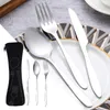 Dinnerware Sets 3pcs Cutlery Set Cutter Spoon Fork With Case Silverware Flower Pattern Easy Clean Travel Picnic Camping School Office