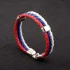 Stainless Steel Men Women Spain Germany France Italy Argentina National Flag PU Leather Bracelets Handmade Jewelry L230704