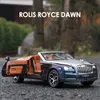 다이 캐스트 모델 1 24 Rolls Royces Dawn 합금 고급 모델 다이 캐스트 금속 장난감 모델 시뮬레이션 사운드 및 가벼운 어린이 장난감 선물 230711