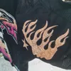 Мужские футболки для футболки Hellstar пламя пламя числовые печатные сетка сетка Американская повседневная свободная мужская женская футболка с коротким рукавом