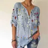 Chemisiers pour femmes Chemises Printemps Eté Vêtements Vintage Chemisier Imprimé Floral Femmes Rétro Lâche Col V Manches 3/4 Dames Chemises Casual Tops Mujer Blusas L230712