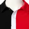 メンズ Tシャツ男性半袖ポロシャツマルチカラー非対称スプライシングトップストリートカジュアルファッショントレンドラペル 230711