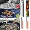 BBQ Tools Accessories Portable Kabuki barbecue basket iron metal non stick party barbecue basket grid tools kitchen accessories 230711
