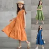 Vestidos para meninas de 6 a 16 anos, crianças, vestido de verão, meninas, midi, algodão, 2022, novo, adolescente, vestido em camadas, roupas infantis, bebê, casual, #6253HKD230712