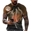Erkek Tişörtleri 2023 T-Shirt Hayvan Baskı Kısa Kollu Top 3d Sıradan Sokak Gömlek Plus Boyut Vintage Giyim Goth