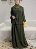 Vêtements ethniques Ramadan Abaya pour les femmes couleur unie ballon manches musulman longue Robe Hijab Robe Dubaï Turquie modestie prière fermé Abayas