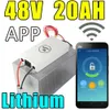 Bateria de lítio 48v 20ah app controle remoto bluetooth bicicleta elétrica bateria de energia solar scooter ebike 1000w