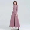 Femmes laine mélanges femmes manteau de laine 2023 hiver nouvelle élégante veste en laine mince longue laine Trench manteau épais chaud hauts dame Vintage robe pardessus HKD230712