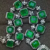 Pendant Necklaces RUZZALLATI Luxury Retro Colombian Emerald Pendant Necklace High Carbon Lab Diamond Long Sweater Necklaces Chokers Party Jewelry HKD230712