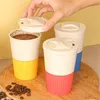 Mugs 350ml Wheat Straw Portable Coffee Mugs for Tea Outdoor Leakproof Drink Beer Water Cups with Ring Travel Gift Cup R230712