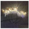 Cappelli da festa Fluffyfeather Led Antlers Fascia per capelli Orecchie di cervo luminose natalizie Fascia per capelli Fancy Decor Cosplay con batteria. Drop Delivery Ho Dhgn1