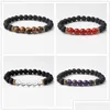 Charm Armband 8Mm Naturlig Lava Stone Bead Crystal Tiger Eye Armband Diy Volcano Essential Oil Diffuser För Kvinnor Män Smycken Drop Dh7Ln