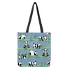 Bolsos de noche Lindo Animal Panda Diseño Bolso de hombro para mujer Bolsos de lona Gran capacidad Ecológico Mamá Eco Grocery Totes Portable